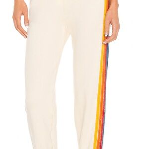 Women's Cream Pants with Rainbow Stripe
